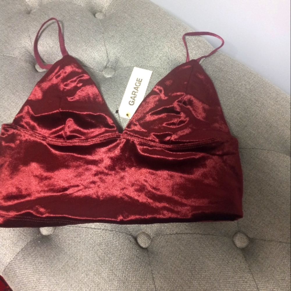 Haut Bustier Cami, Velvet, size p/s, burgundy